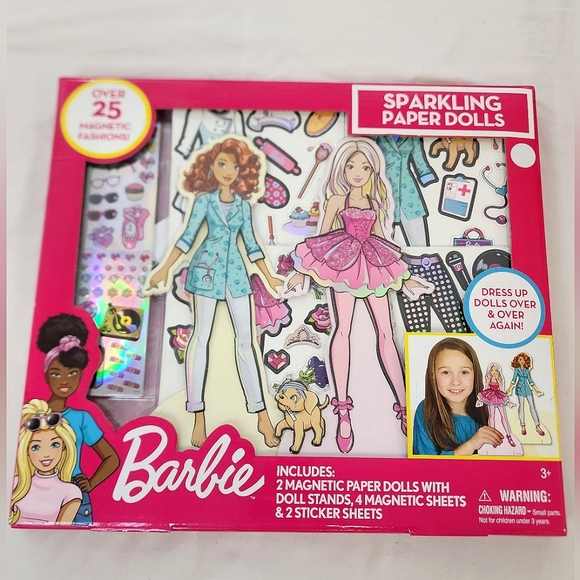NWTBarbie Sparkling Paper Dolls 25 Piece Set Pink and Blue - Picture 1 of 9